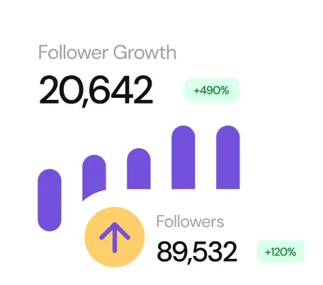 a chart showcasing increase in followers